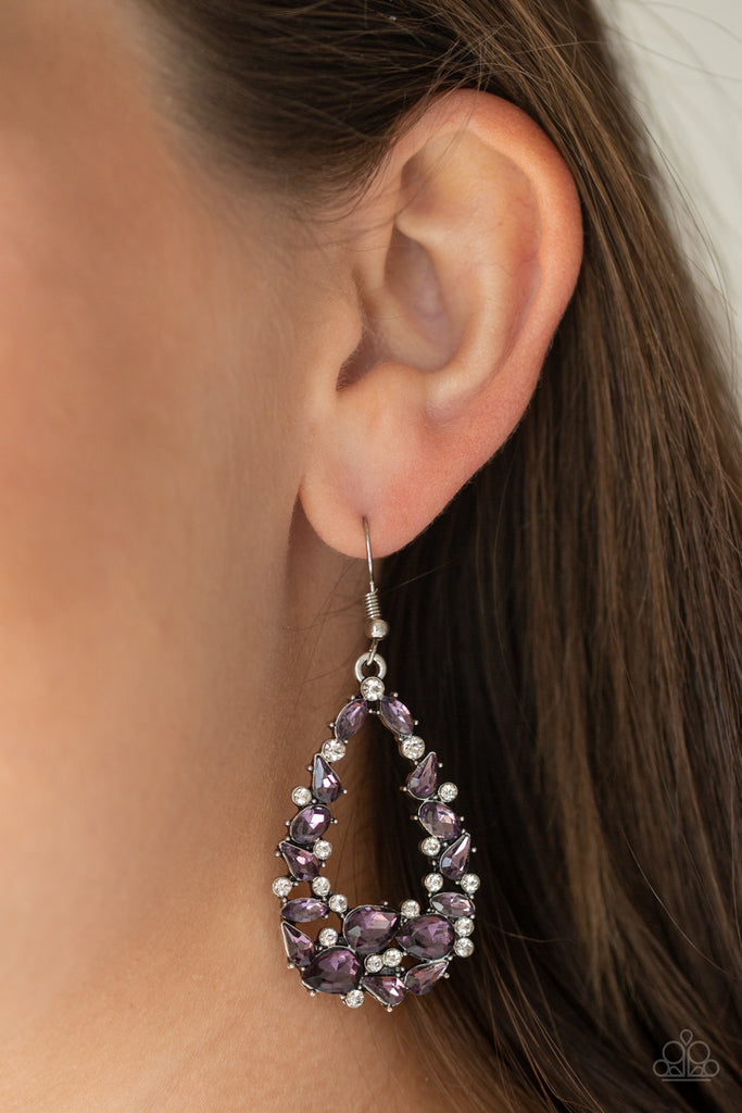 Paparazzi-To BEDAZZLE, or Not to BEDAZZLE-purple Rhinestone Earrings - The Sassy Sparkle