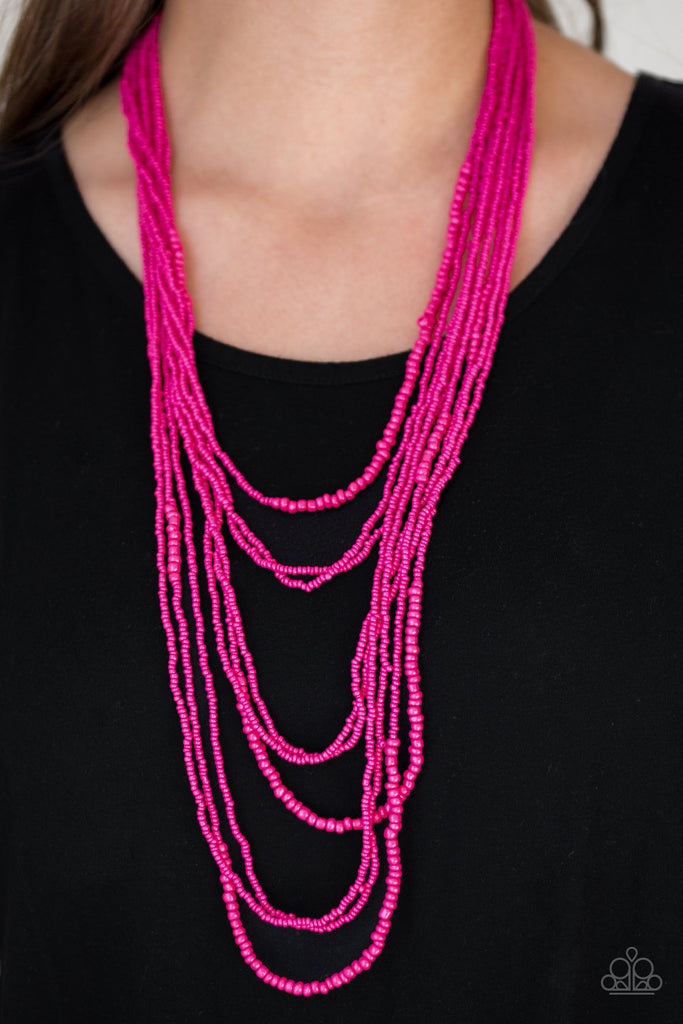 Totally Tonga - Pink Seed Bead Necklace-Paparazzi
