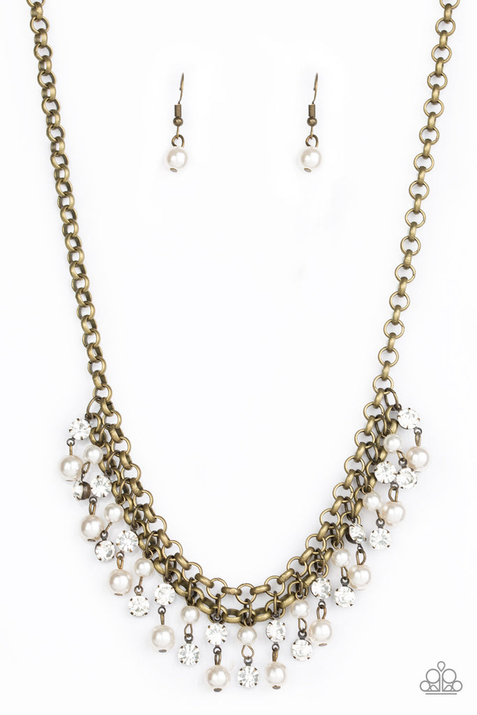 You May Kiss The Bride - Brass Pearl Necklace-Paparazzi