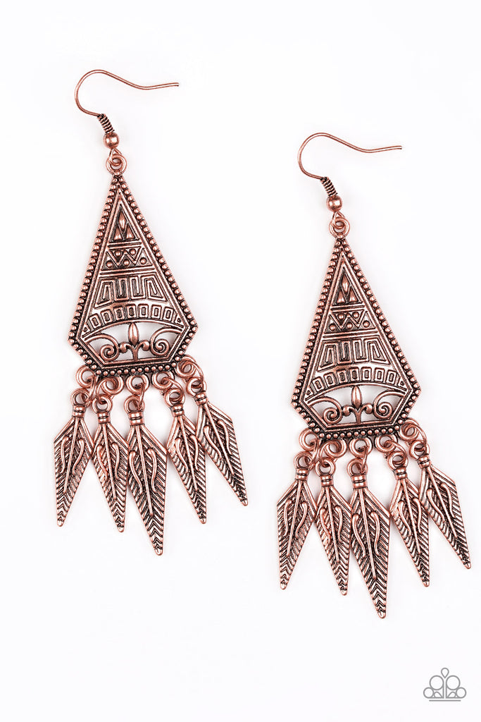 Paparazzi-Me Oh MAYAN-copper Earrings - The Sassy Sparkle