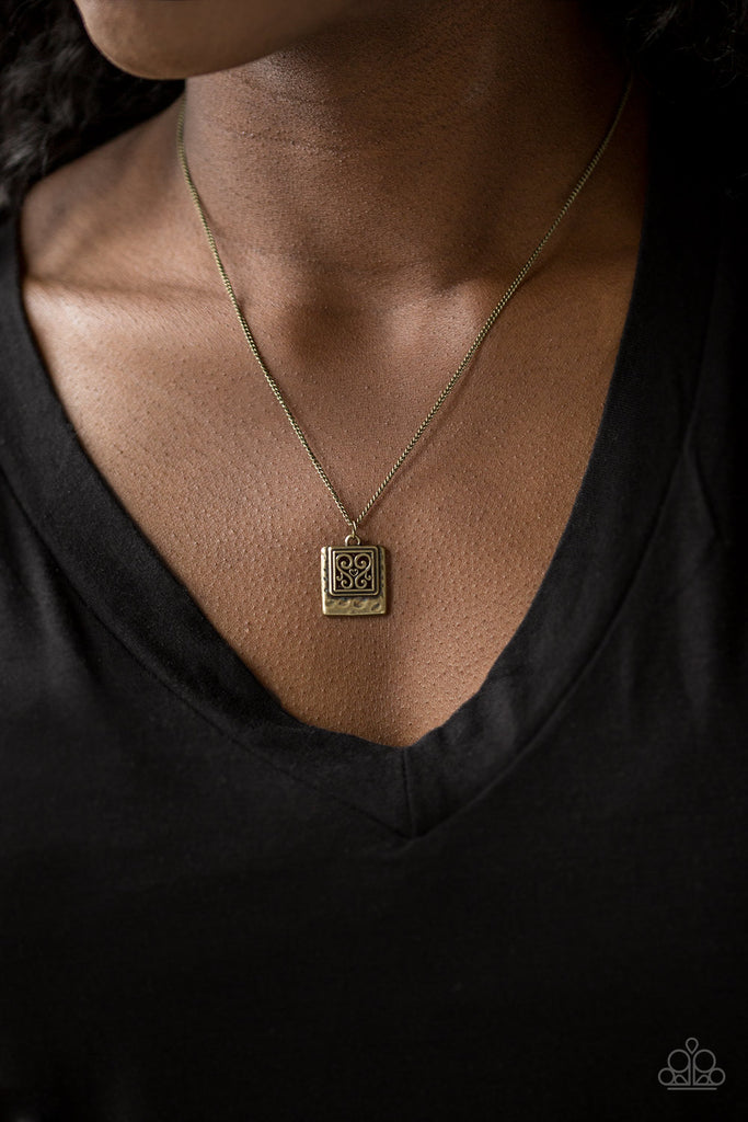 Back To Square One - Brass Necklace-Paparazzi