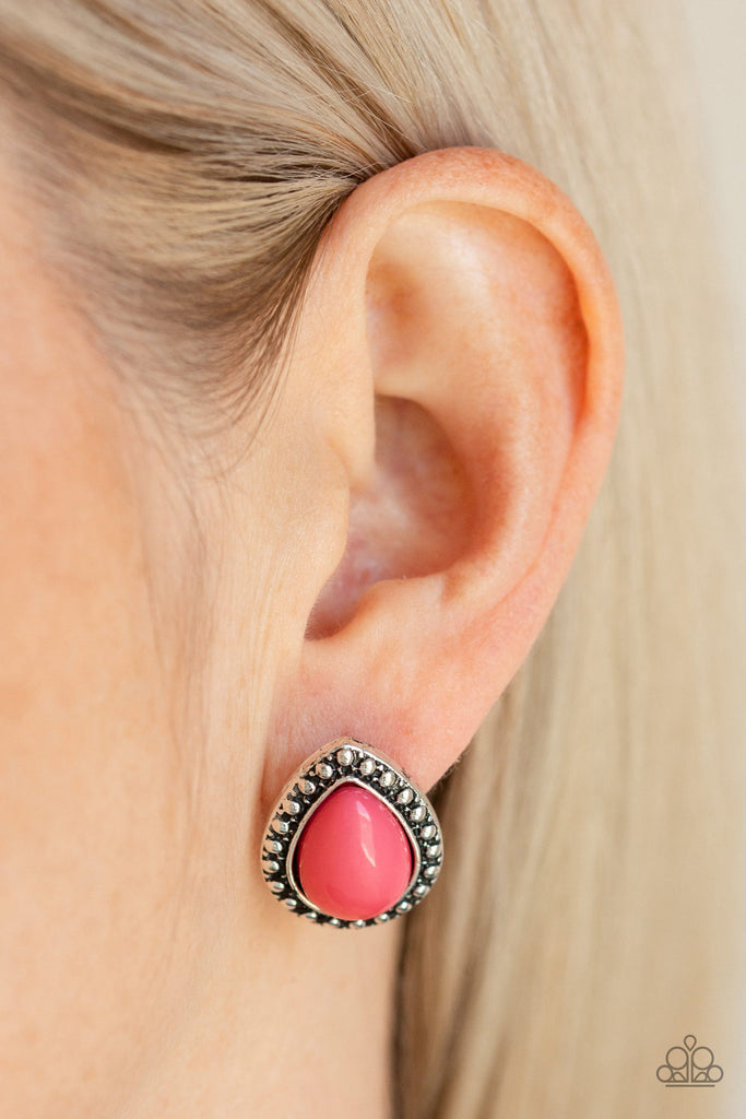 Boldly Beaded- Pink Post Earring-Paparazzi - The Sassy Sparkle
