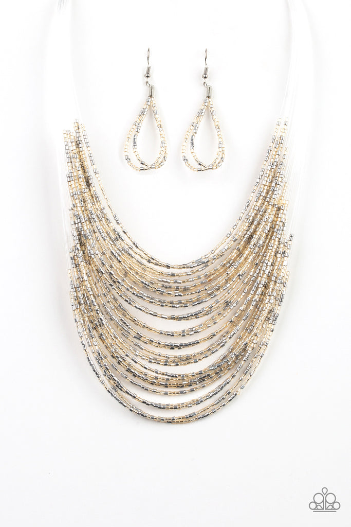 Catwalk Queen-Multi gold and silver-Seed Bead-Necklace-Paparazzi - The Sassy Sparkle