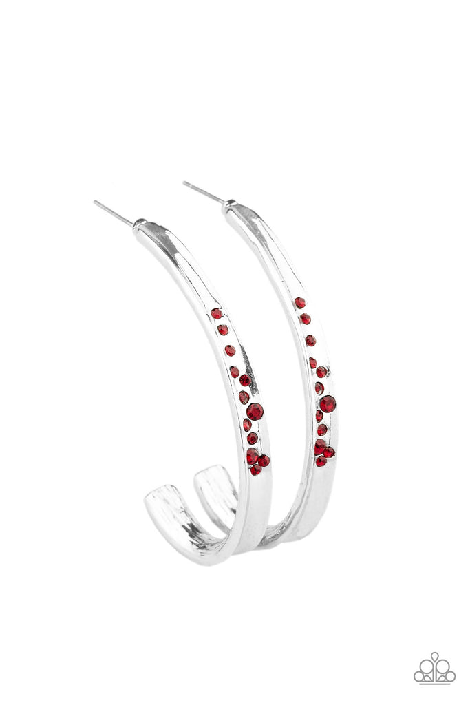 Completely Hooked - Red Post Hoop Earring-Paparazzi