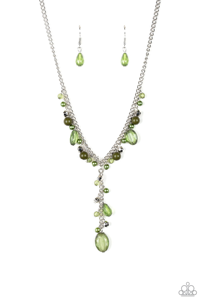 Paparazzi-Crystal Couture-Green Necklace-Y-Shaped-Short - The Sassy Sparkle