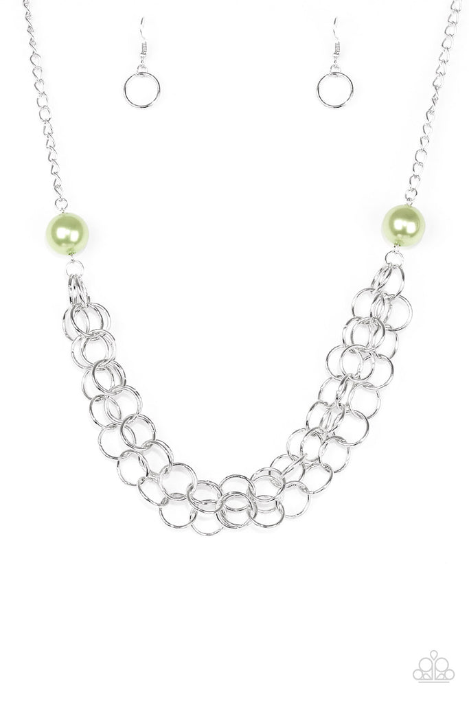 Daring Diva-Green Necklace-Short-Layered-Pearl-Paparazzi - The Sassy Sparkle