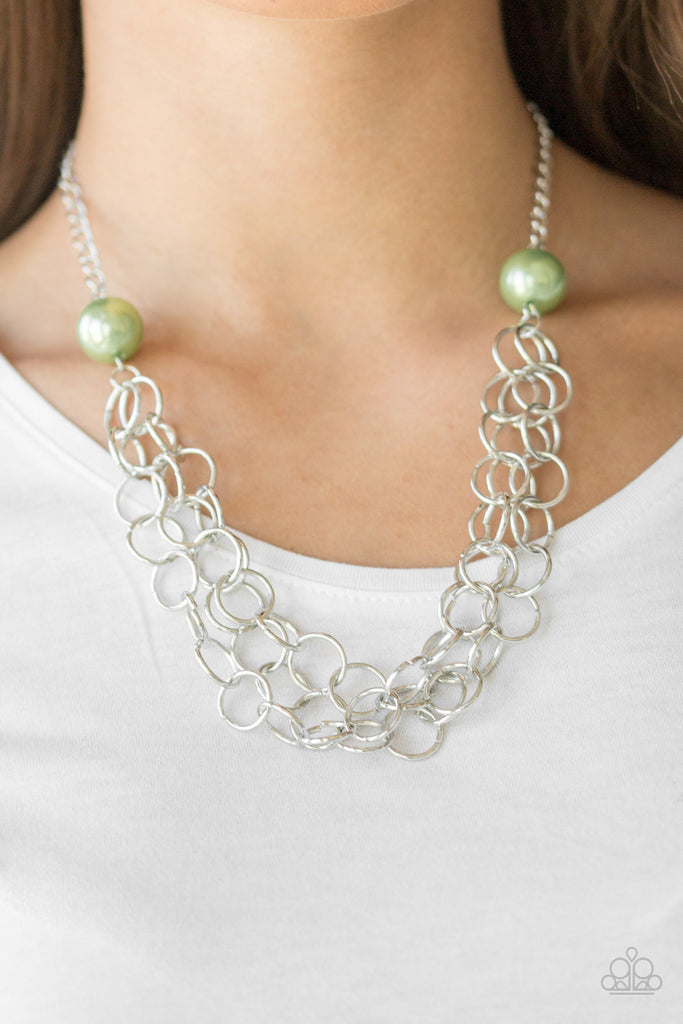 Daring Diva - Green Pearl Necklace-Paparazzi