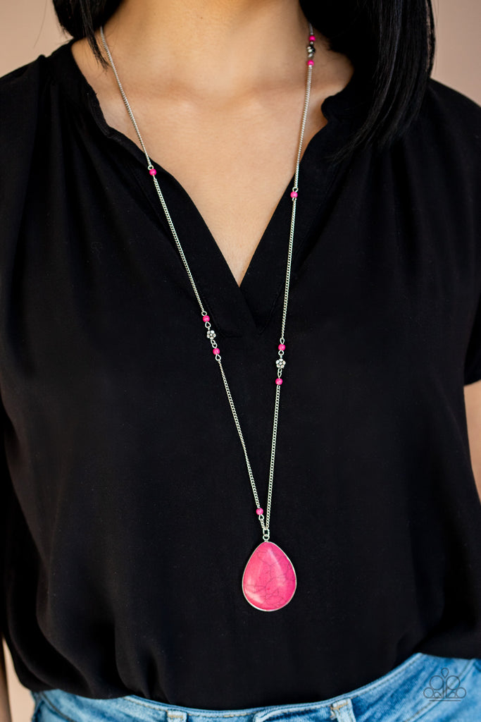 Paparazzi-Desert Meadow-Pink Stone Necklace - The Sassy Sparkle