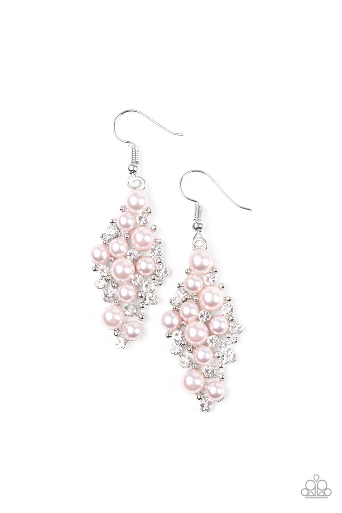 Paparazzi-Famous Fashion-Pink Pearl and White Rhinestone Earrings - The Sassy Sparkle