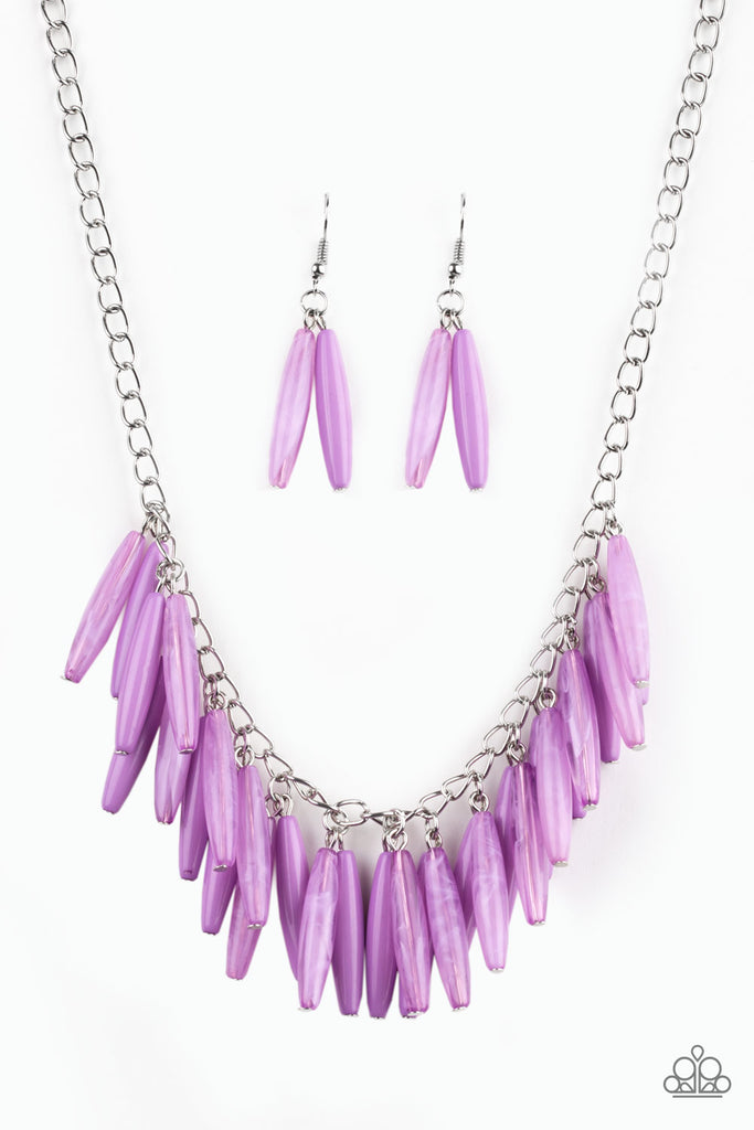 Full Of Flavor-Purple Necklace-Acrylic Fringe-Paparazzi - The Sassy Sparkle