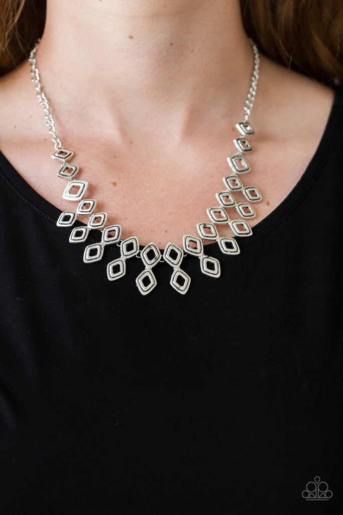 Paparazzi-Geocentric-Silver Necklace - The Sassy Sparkle