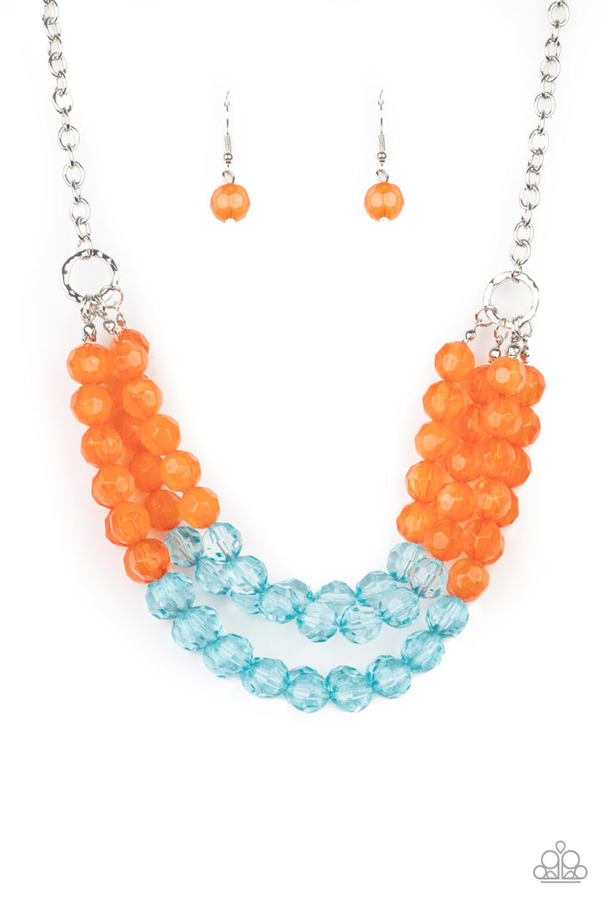 Paparazzi-Summer Ice-Orange and Blue Short layered necklace - The Sassy Sparkle