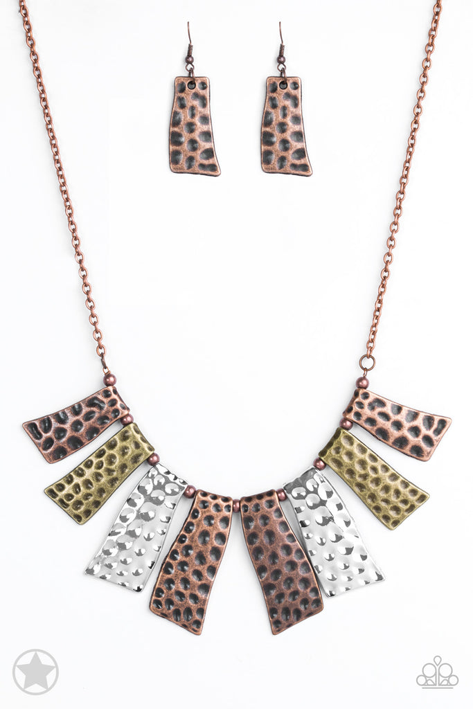 Paparazzi-A Fan Of The Tribe-Copper and Mixed Metals Necklace-Blockbuster - The Sassy Sparkle
