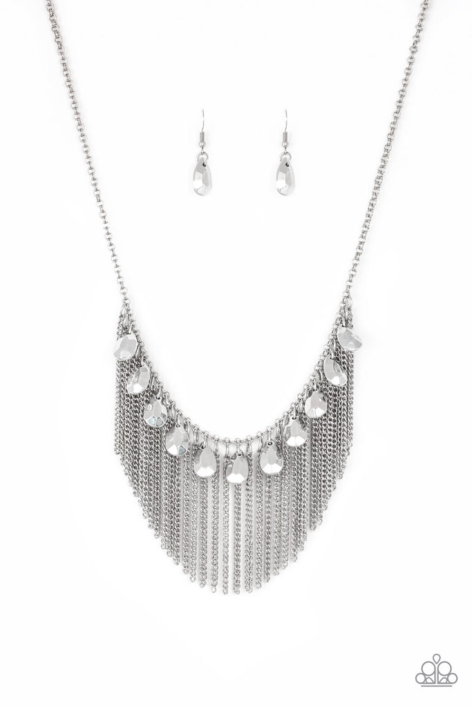 Bragging Rights - Silver Fringe Necklace-Paparazzi - The Sassy Sparkle