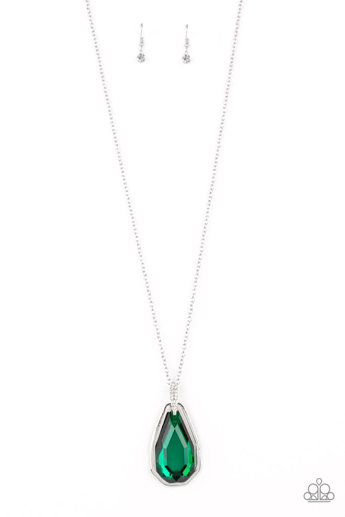 Maven Magic-Green $5 Paparazzi Necklace-Long-Rhinestone - The Sassy Sparkle