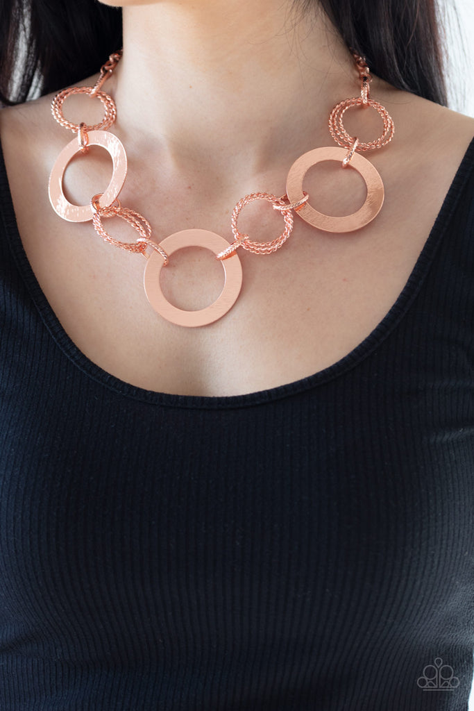 Ringed In Radiance-Copper Necklace-Paparazzi - The Sassy Sparkle