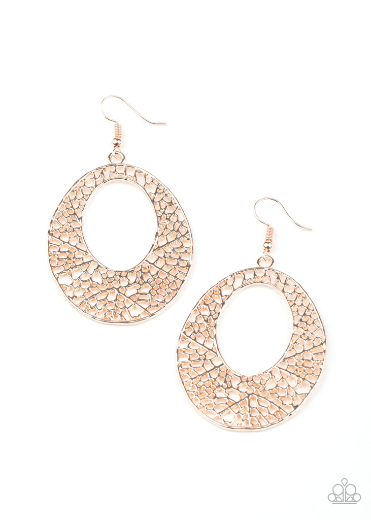 Serenely Shattered-Rose Gold Earrings-Paparazzi - The Sassy Sparkle