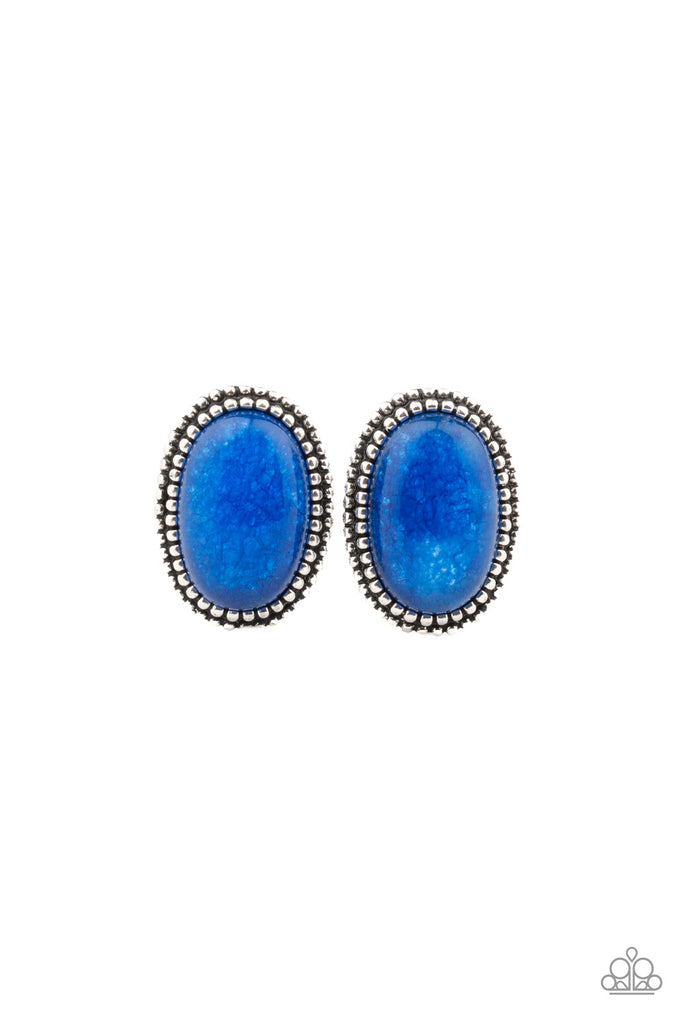 Paparazzi-Shiny Sediment-Blue Stone Post Earrings - The Sassy Sparkle