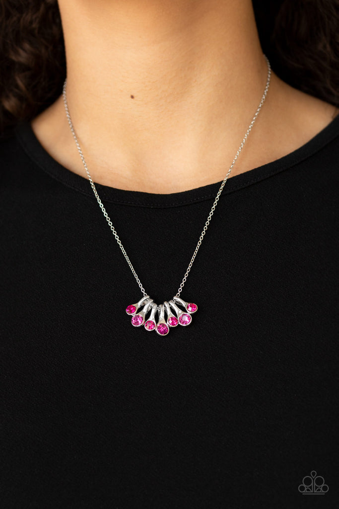 Slide Into Shimmer-Pink Paparazzi Rhinestone Necklace - The Sassy Sparkle