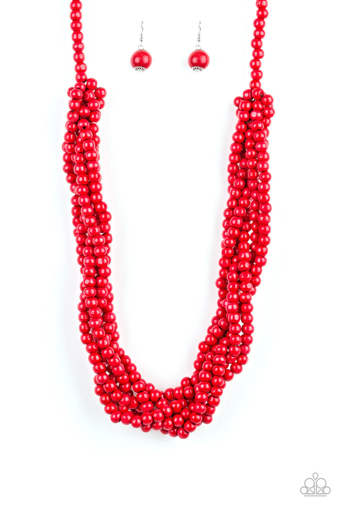 Paparazzi-Tahiti Tropic-Red Wood Long Necklace - The Sassy Sparkle