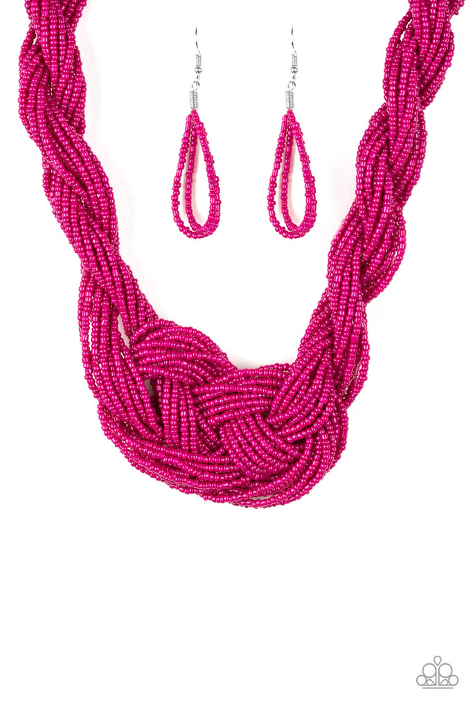 A Standing Ovation-Pink Seed Bead Necklace-Paparazzi - The Sassy Sparkle