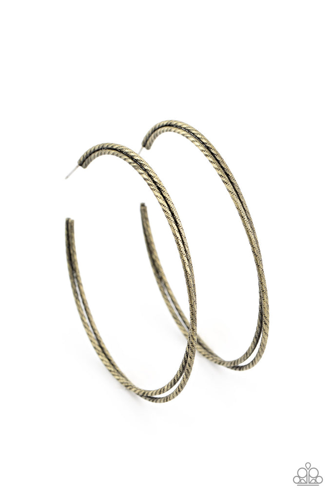 Curved Couture-Brass Hoop Earring-Paparazzi - The Sassy Sparkle