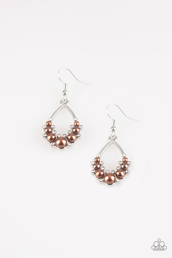 Fancy First-Brown Pearl Earrings-Paparazzi - The Sassy Sparkle