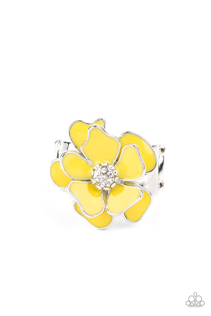 Hibiscus Holiday-Yellow Ring-Flower-Paparazzi - The Sassy Sparkle