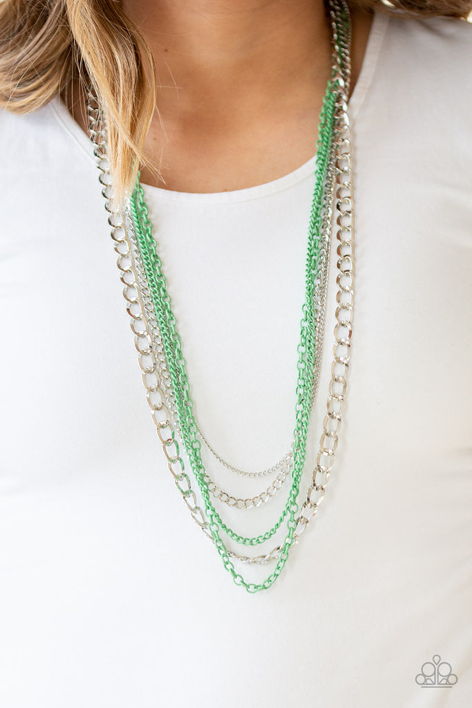 Industrial Vibrance - Green Necklace-Paparazzi