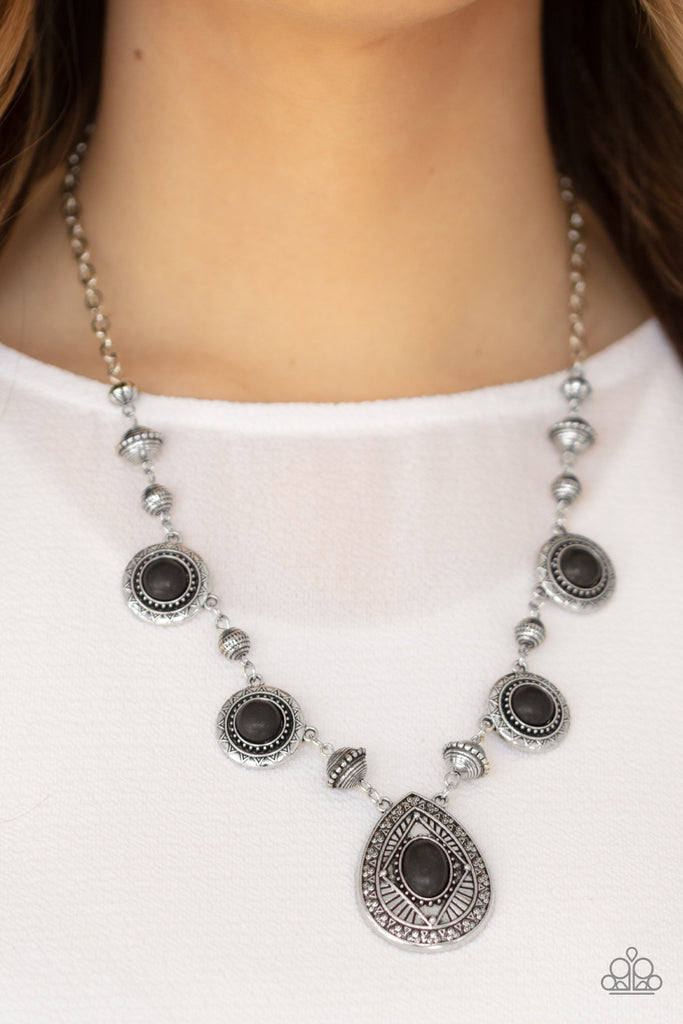 Paparazzi-Mayan Magic-Black Stone and Silver Necklace - The Sassy Sparkle