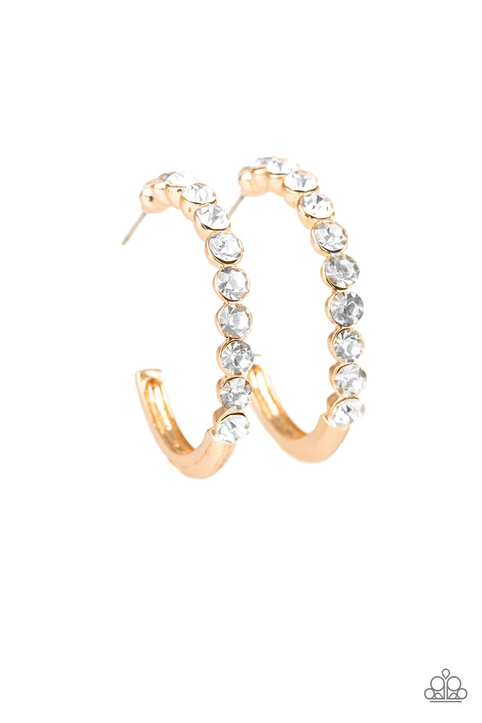 Paparazzi-My Kind of Shine-Gold Hoop earrings-white rhinestone - The Sassy Sparkle