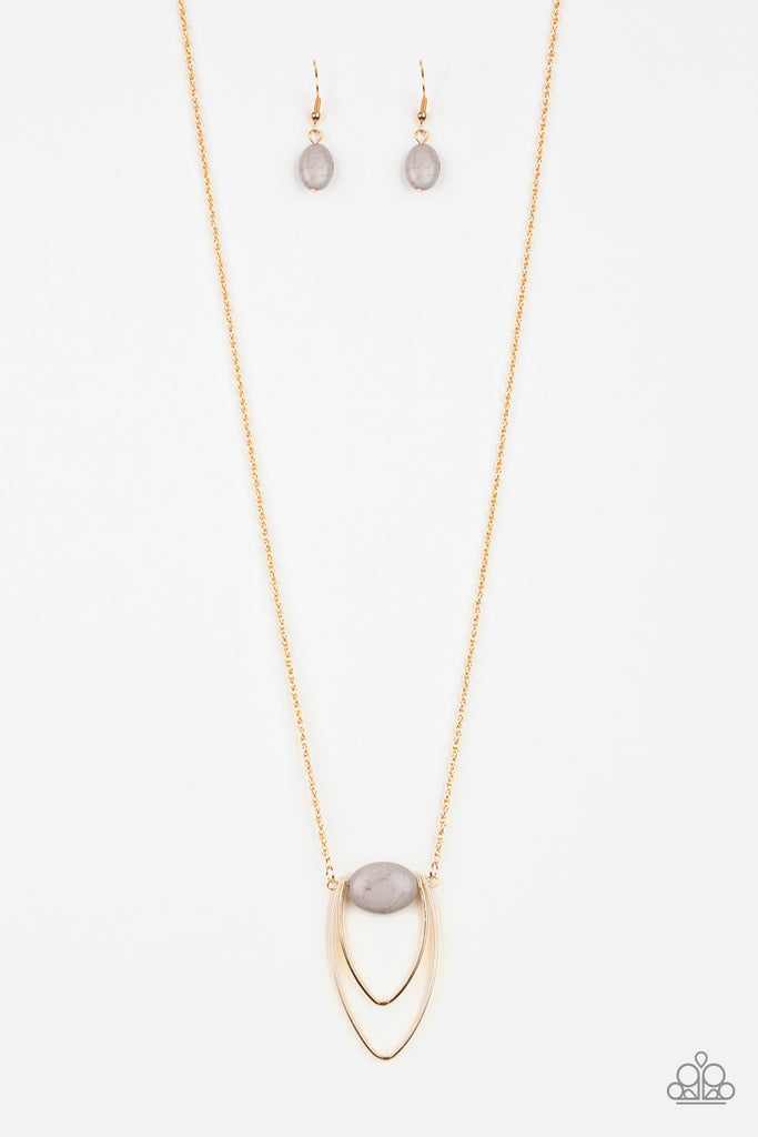 Paparazzi-Quarry Quest-Gold necklace with gray stone - The Sassy Sparkle