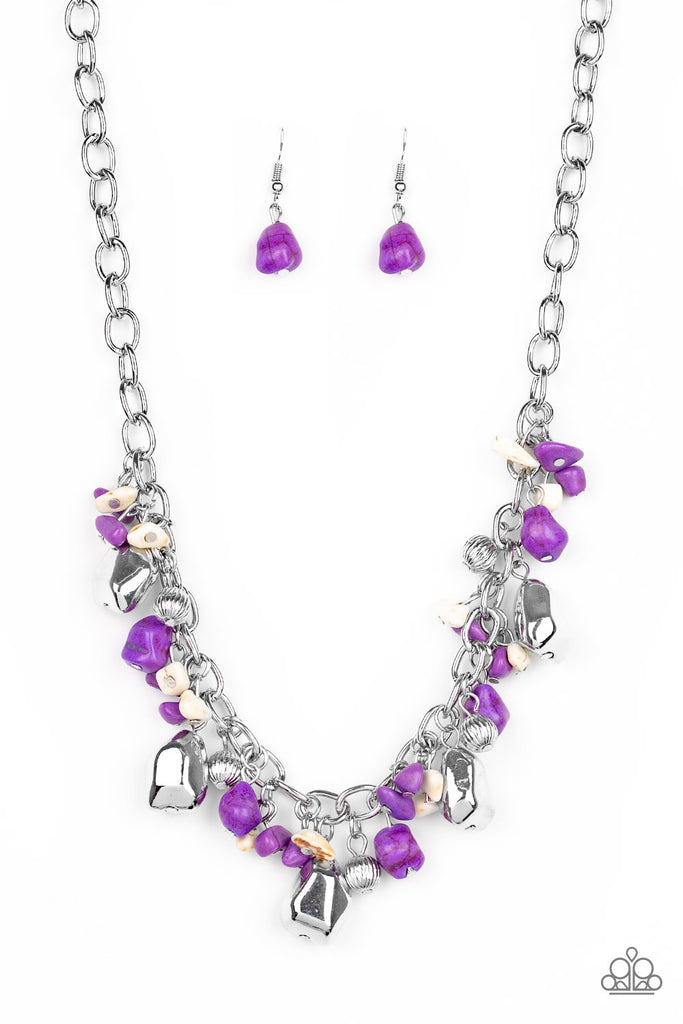 Paparazzi-Quarry Trail-purple stone and white stone necklace-short - The Sassy Sparkle