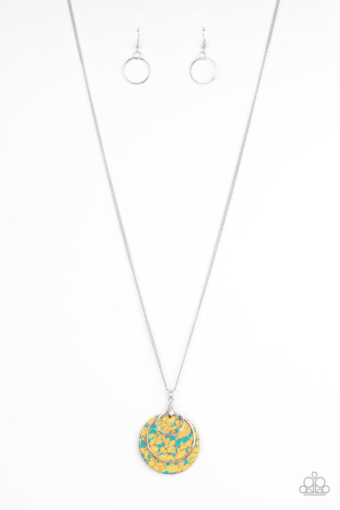 Sahara Equinox-Yellow Pendant Necklace-Long-Paparazzi - The Sassy Sparkle