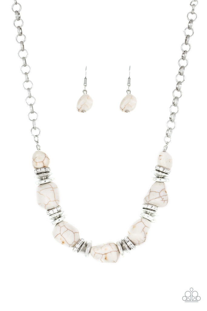 Paparazzi-Stunningly Stone Age-White Stone and Silver Necklace - The Sassy Sparkle