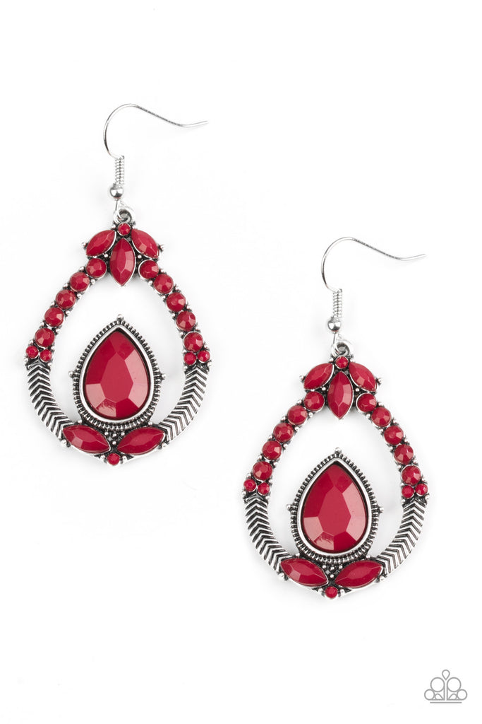 Vogue Voyager-Red Earring-Paparazzi - The Sassy Sparkle