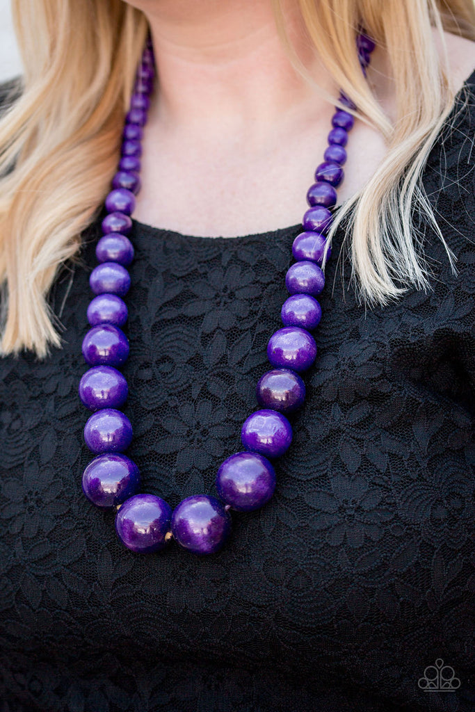 Effortlessly Everglades-Purple Necklace-Wood-Adjustable-Paparazzi - The Sassy Sparkle