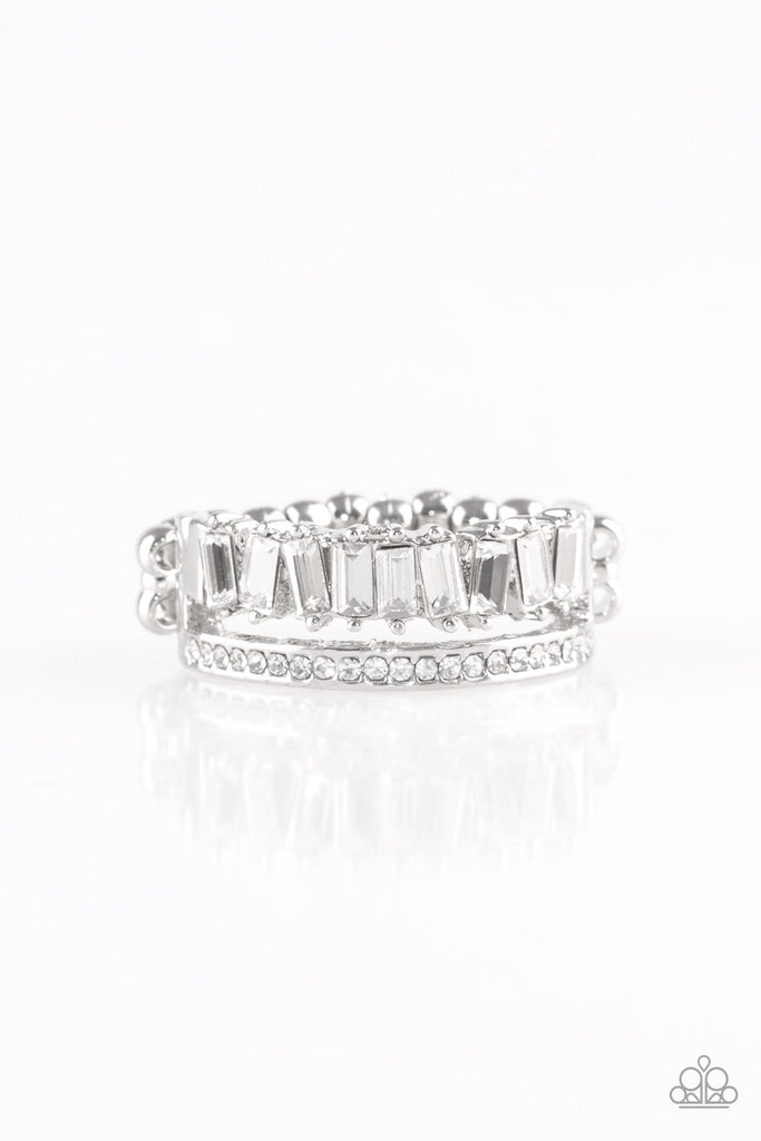 Paparazzi-Royal Treasure Chest-White Rhinestone Ring - The Sassy Sparkle