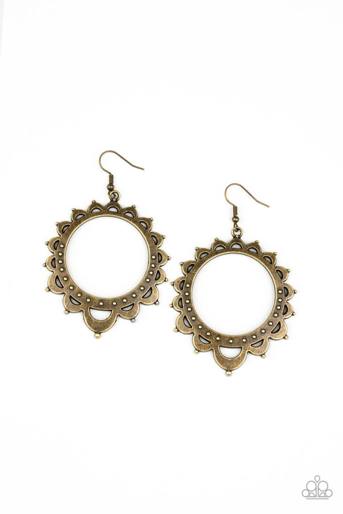 Casually Capricious-Brass Earrings-Paparazzi - The Sassy Sparkle