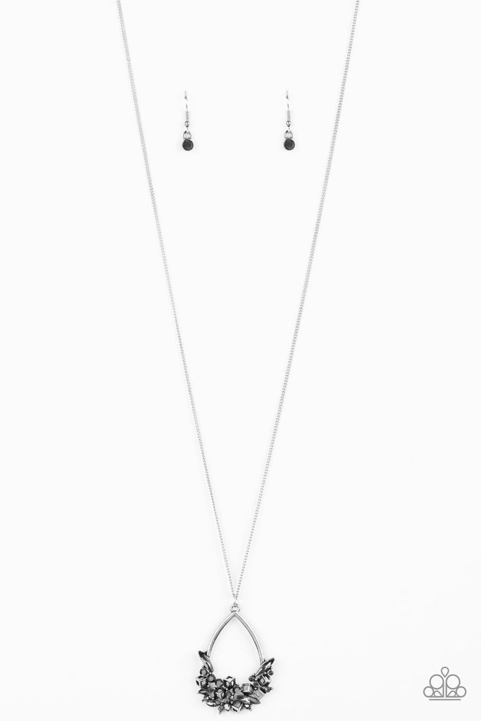 Couture Crash Course-Silver Necklace-Long-Pendant-Hematite-Paparazzi - The Sassy Sparkle