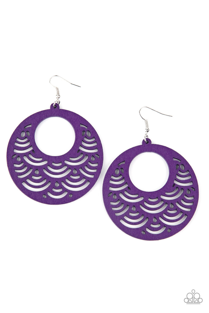 SEA La Vie!-Purple Earring-Wood-Paparazzi - The Sassy Sparkle