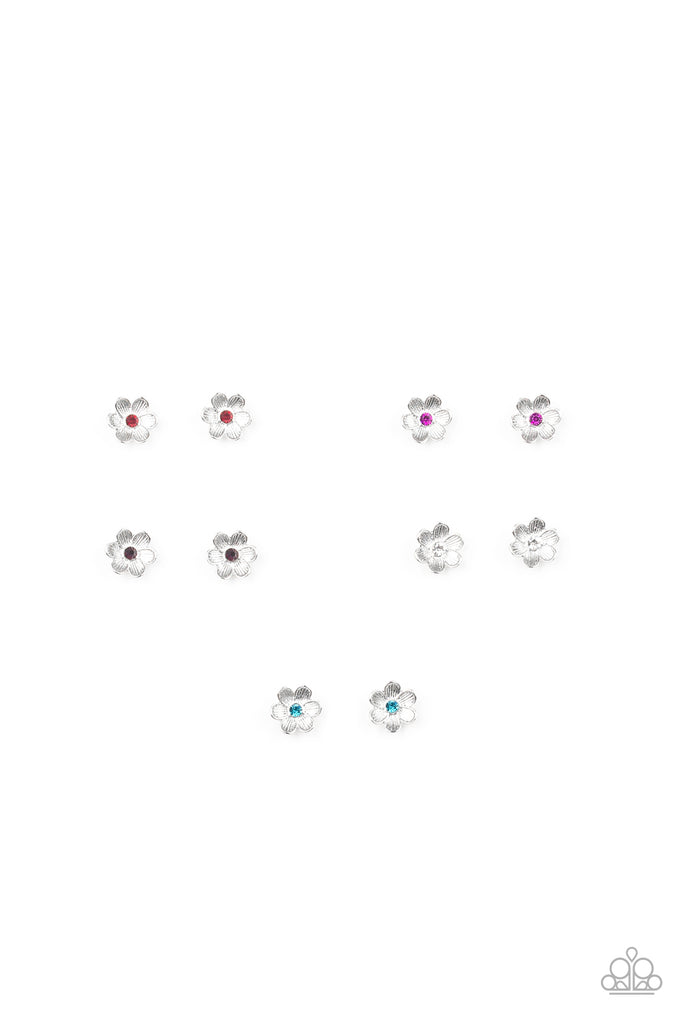 Starlet Shimmer -Earrings-Silver Flower with Rhinestone Center - The Sassy Sparkle