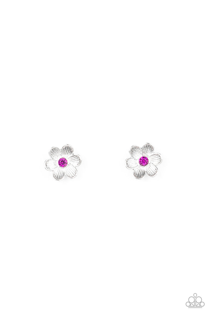 Starlet Shimmer -Earrings-Silver Flower with Rhinestone Center - The Sassy Sparkle