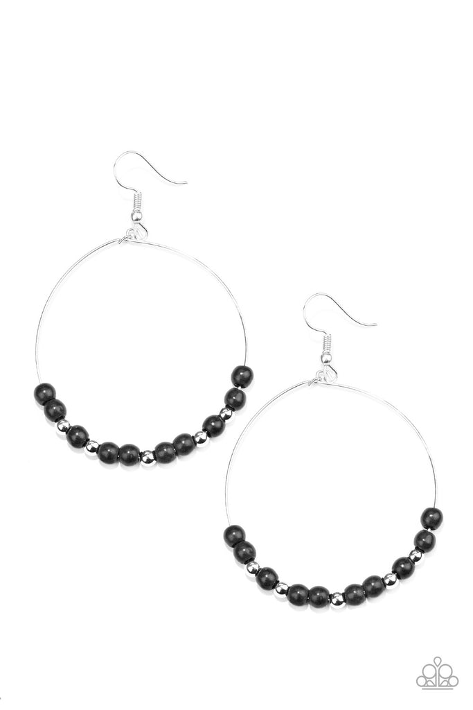 Stone Spa - Black Stone Earring-Paparazzi