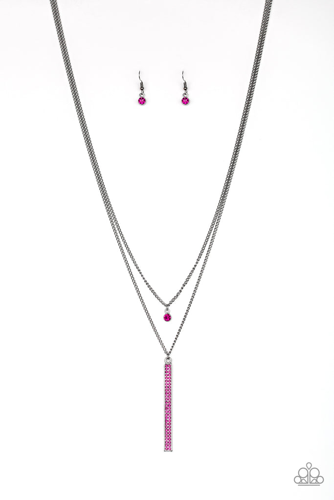 Stratospheric-Pink and Gunmetal Necklace-Paparazzi - The Sassy Sparkle