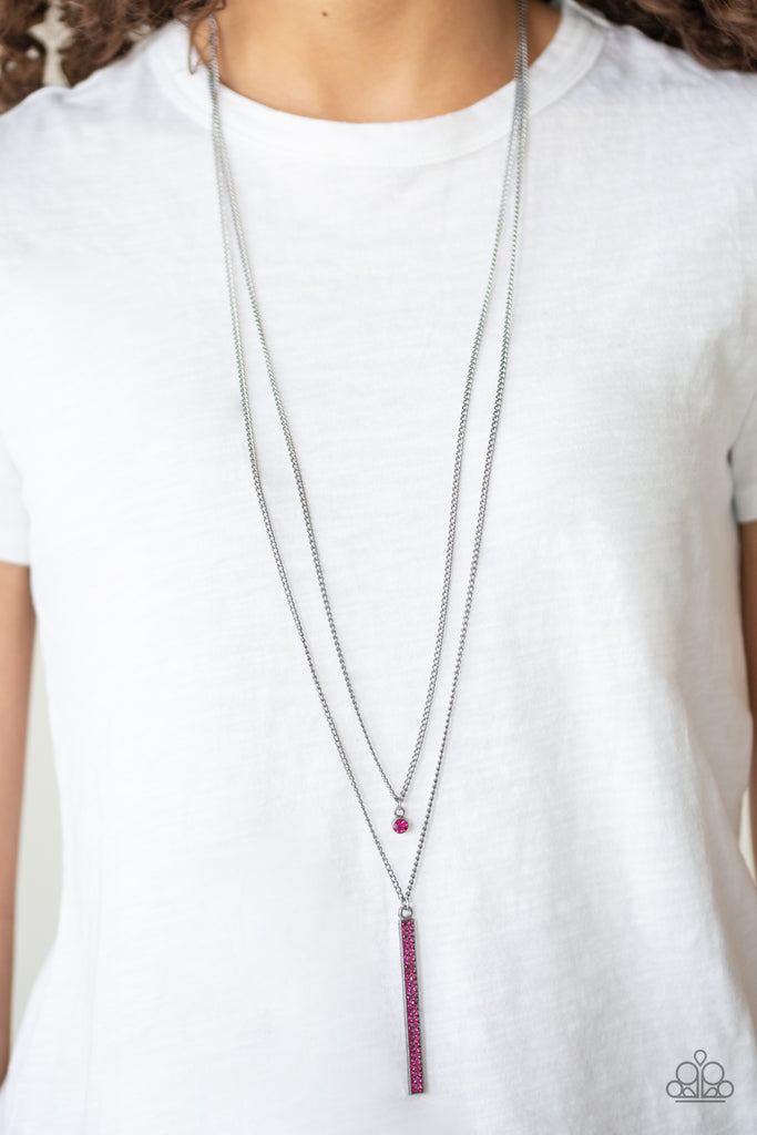 Stratospheric-Pink and Gunmetal Necklace-Paparazzi - The Sassy Sparkle