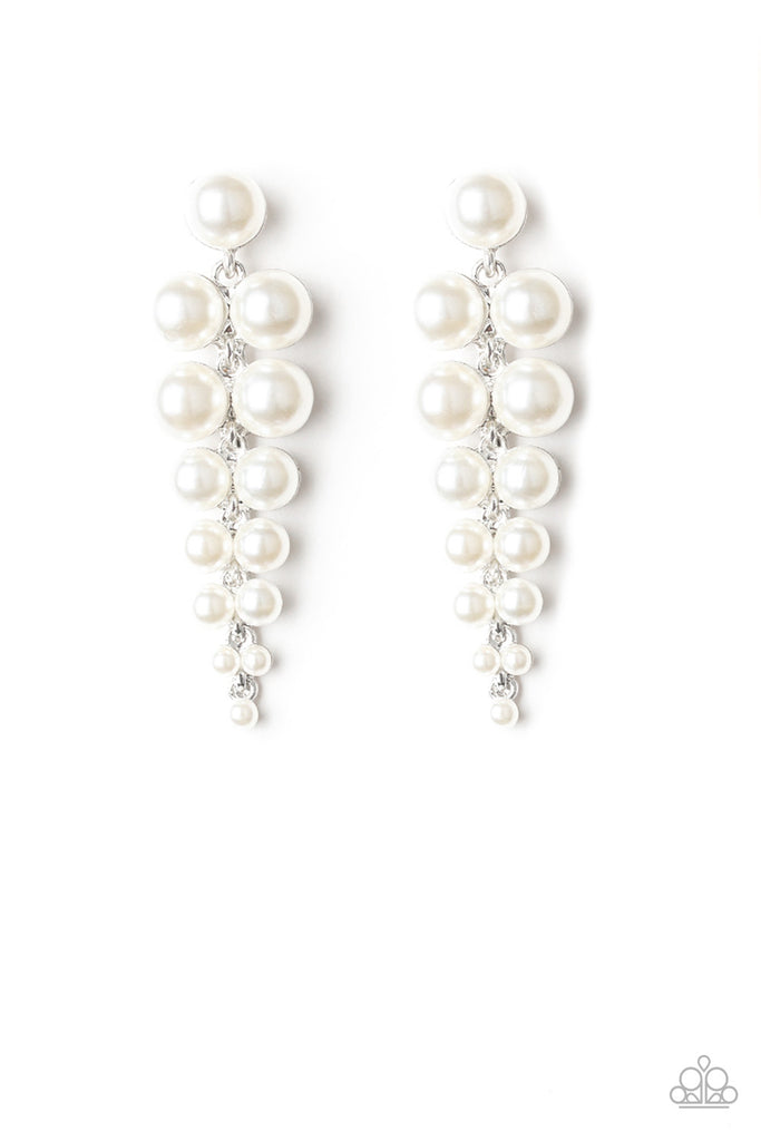 Totally Tribeca-White Post Earring-Pearl-Paparazzi - The Sassy Sparkle