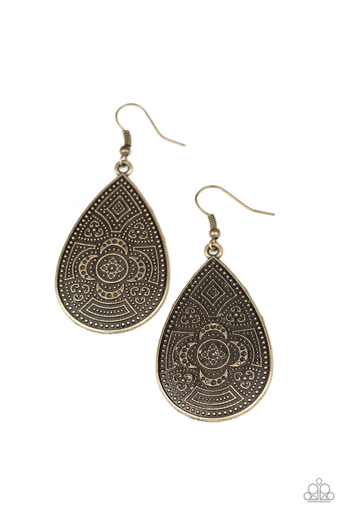 Tribal Takeover-Brass Earrings-Paparazzi - The Sassy Sparkle