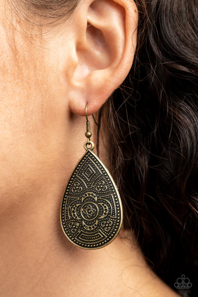 Tribal Takeover - Brass Earring-Paparazzi