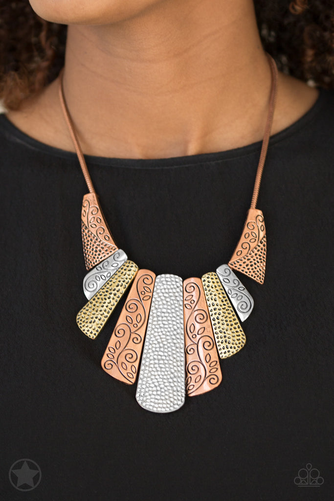 Paparazzi-Untamed-Copper Blockbuster Necklace-Mixed Metals-Copper Brass Silver - The Sassy Sparkle